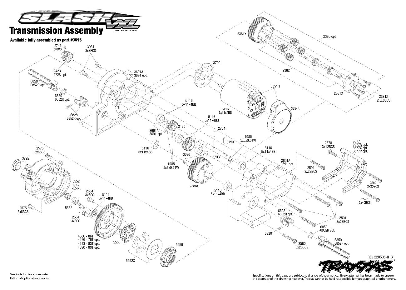 Slash VXL (58076-4) Transmission Assembly Exploded View Slash VXL (58076-4) Transmission Assembly Exploded View